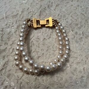 Napier/vintage 2 strand faux pearl bracelet, 7”